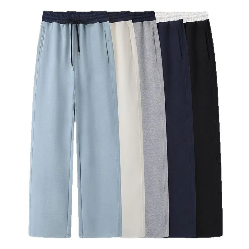 Color Block Drawstring Elastic Waist Straight Casual Pants