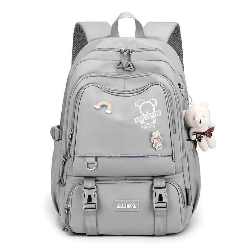 Back To School Backpack, School Backpack Student Teen Girls Cute Waterproof Nylon School Bag