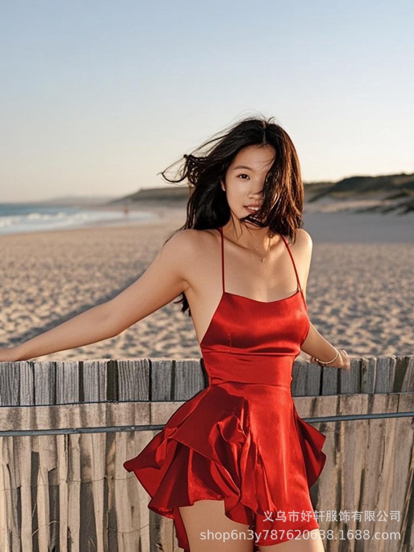 Square Neck Satin Spaghetti Strap Mini Dress