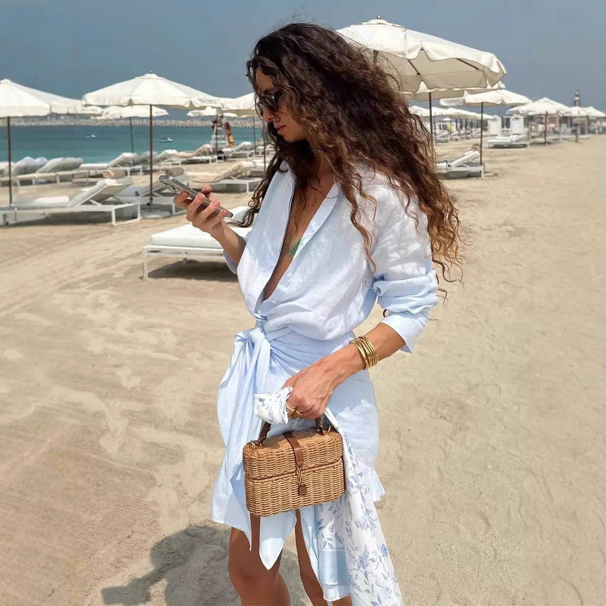 Tie-Waist Button-Down Shirt Dress