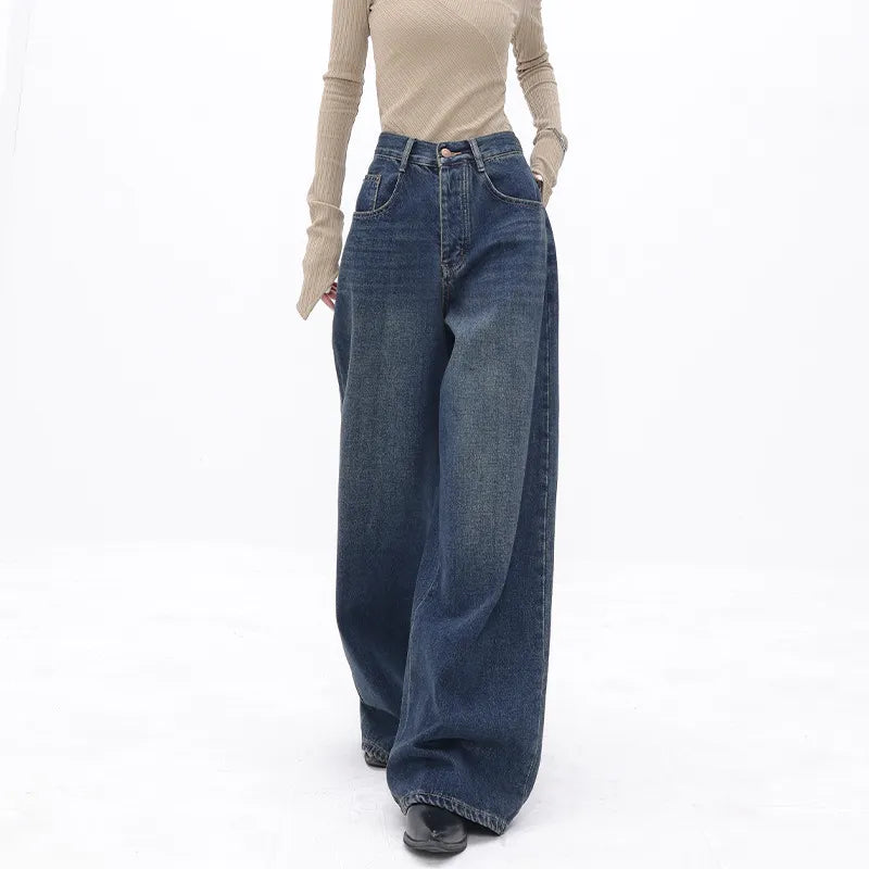 Dark Vintage Wide Leg Denim Pants