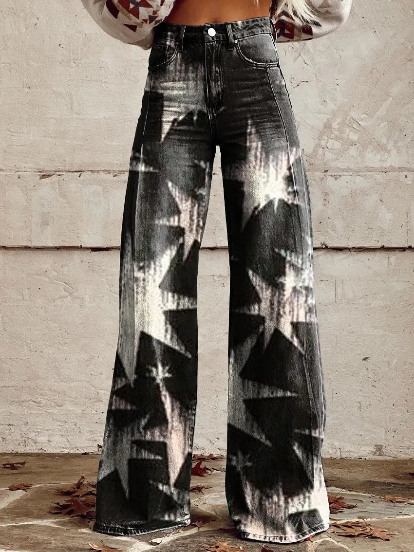 Printed Flare Work Pants