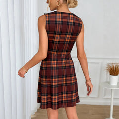 Plaid Sleeveless Mini Dress