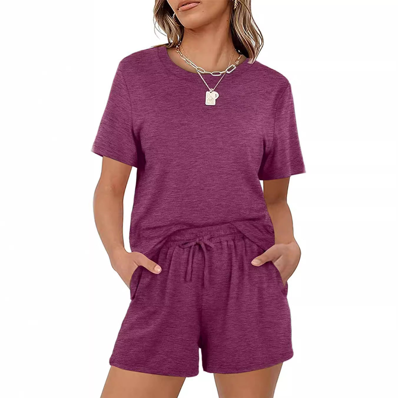 Pink Crew-Neck Short-Sleeve T-Shirt