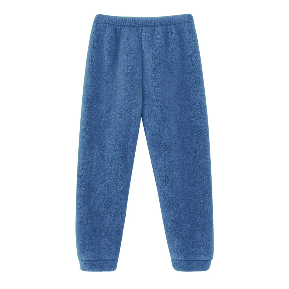 Elastic Waist Fluffy Purple Loungewear Sleep Pants