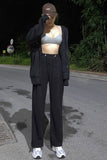 Drawstring Waist Slant Pocket Sports Pants