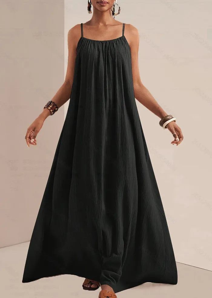 Solid Color Spaghetti Strap Loose Maxi Dress