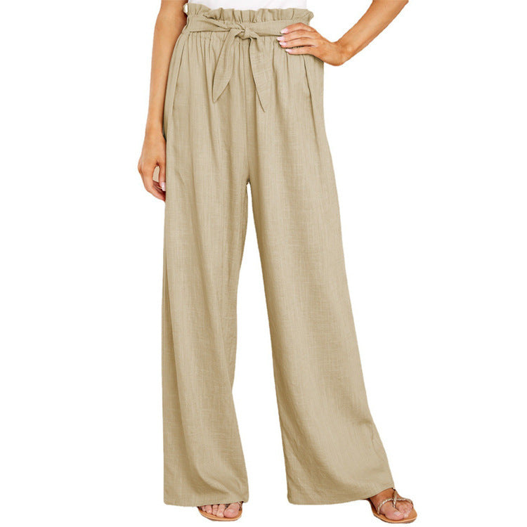 Light Blue Paperbag Waist Wide Leg Pants
