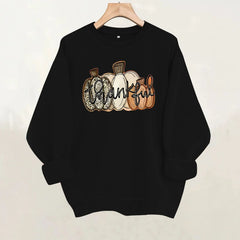 Halloween Pumpkin Thankful Letter Graphic Sweatshirt