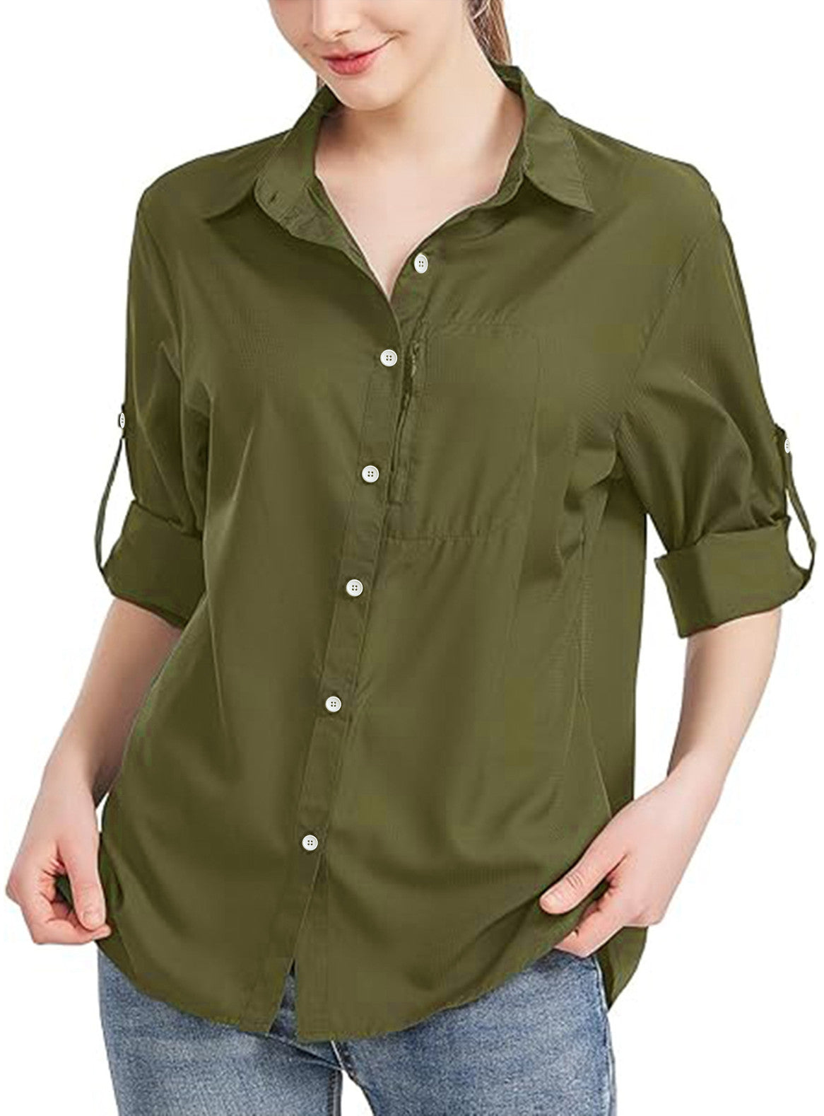Roll Tab Sleeve Button-Down Shirt