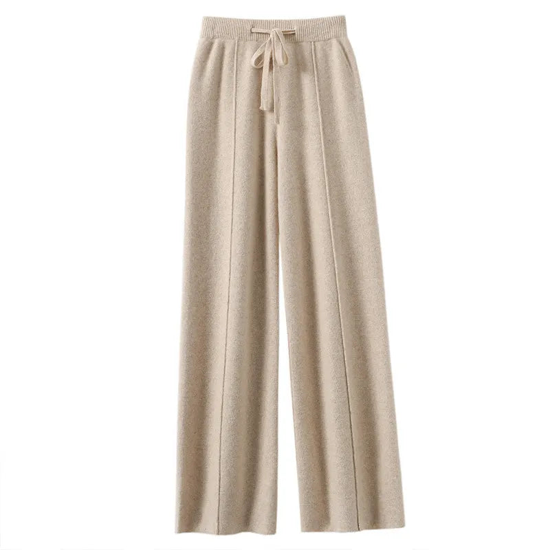 High‑Waist Knit Wide Leg Pants