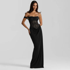 Lace Corset Off Shoulder Maxi Dress