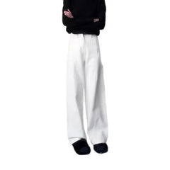 High Waist Solid White Wide Leg Jeans