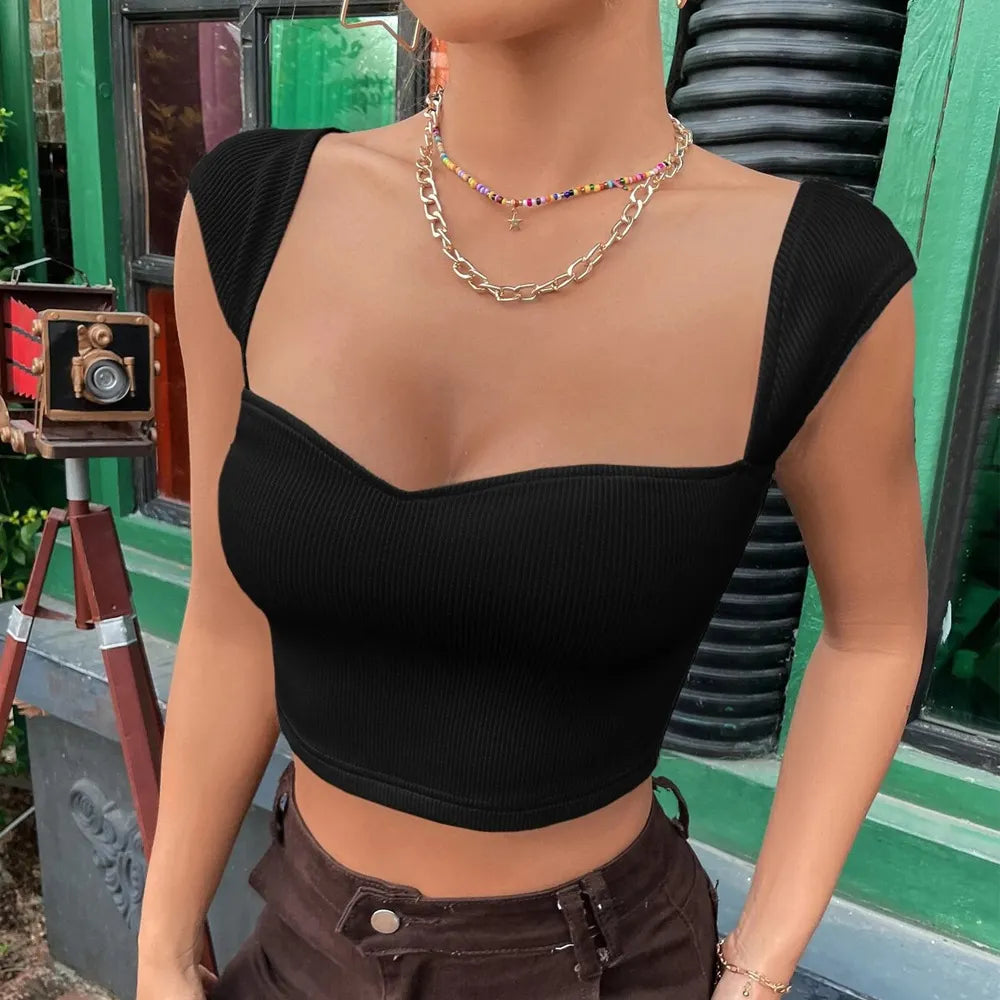 U Neck Racerback Ribbed Fitted Basic Tank Top