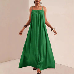 Solid Color Spaghetti Strap Loose Maxi Dress