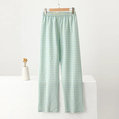 Plaid Elastic Waist Wide Leg Pants