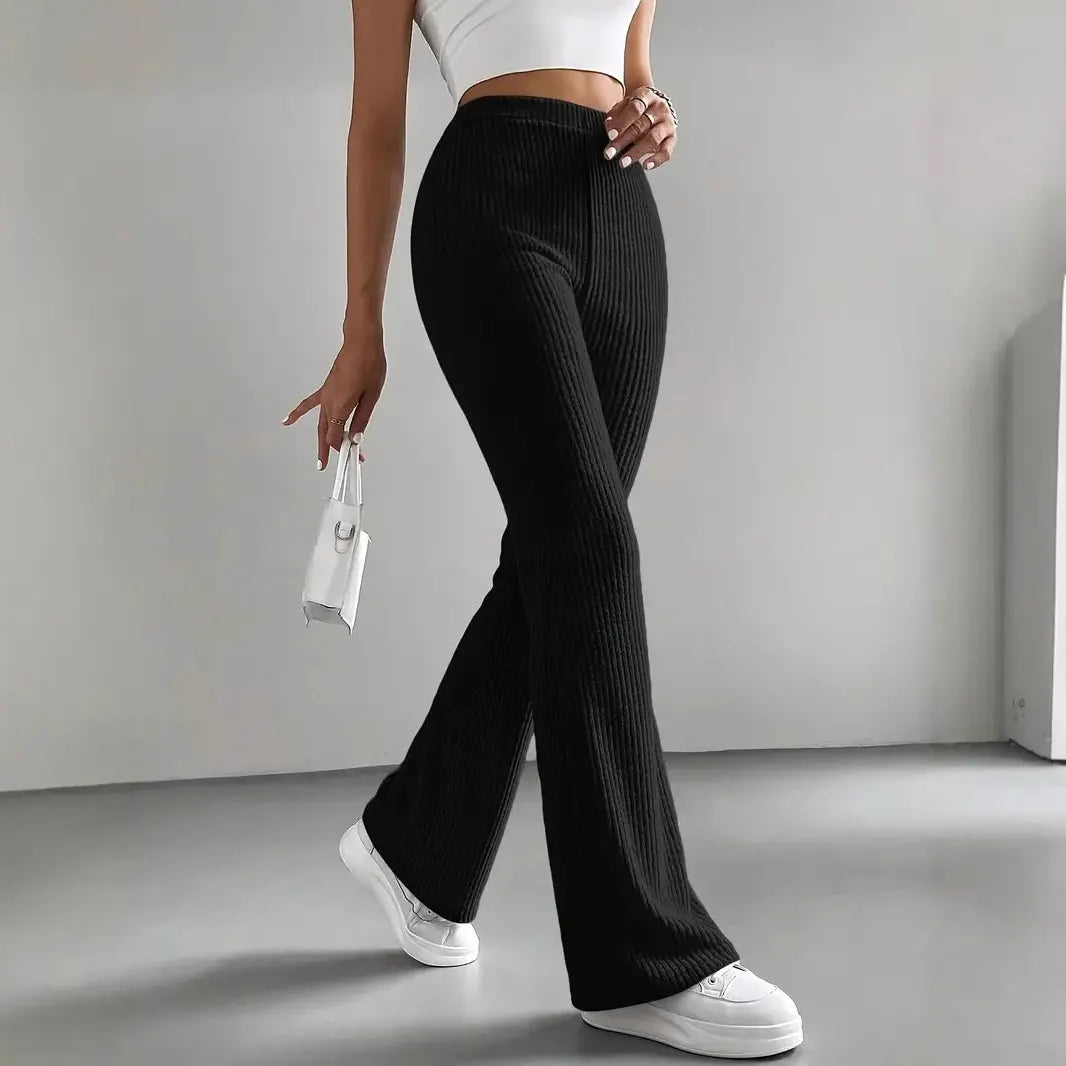 Ribbed Knit Flare Pants