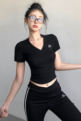 V-Neck Short Sleeve Top Tee
