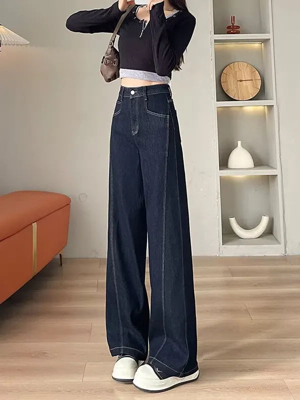 High Waist Wide Leg Denim Jeans