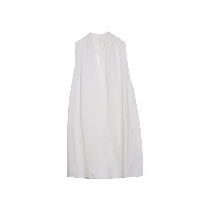 Solid Sleeveless V-Neck Loose Casual Top