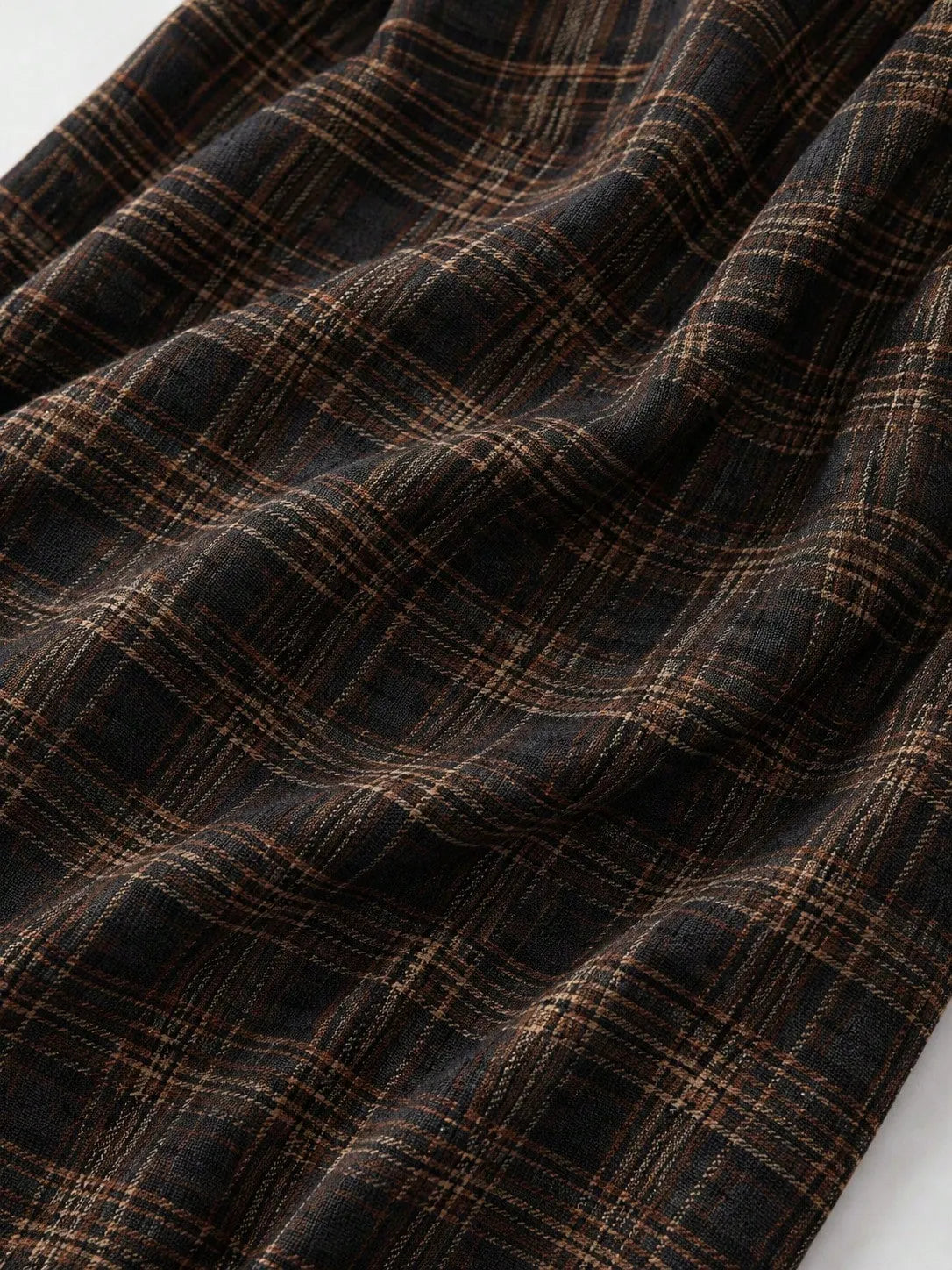 Plaid Long Sleeve Collared Maxi Shirt Dress