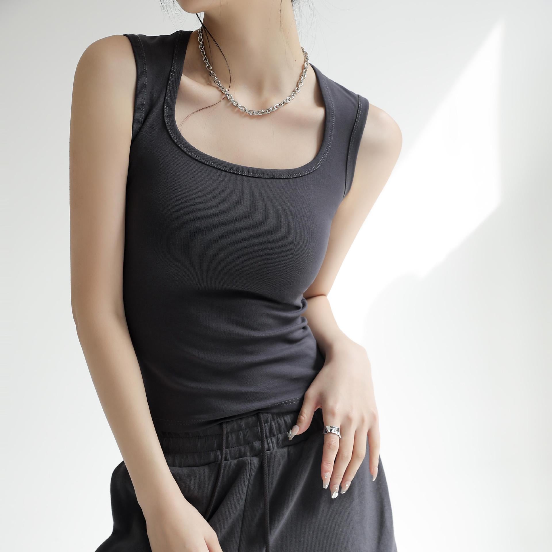High-Stretch Ribbed Tank Top