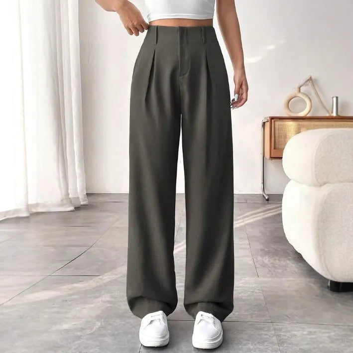 Pleated High Waist Wide Leg Suit Pant