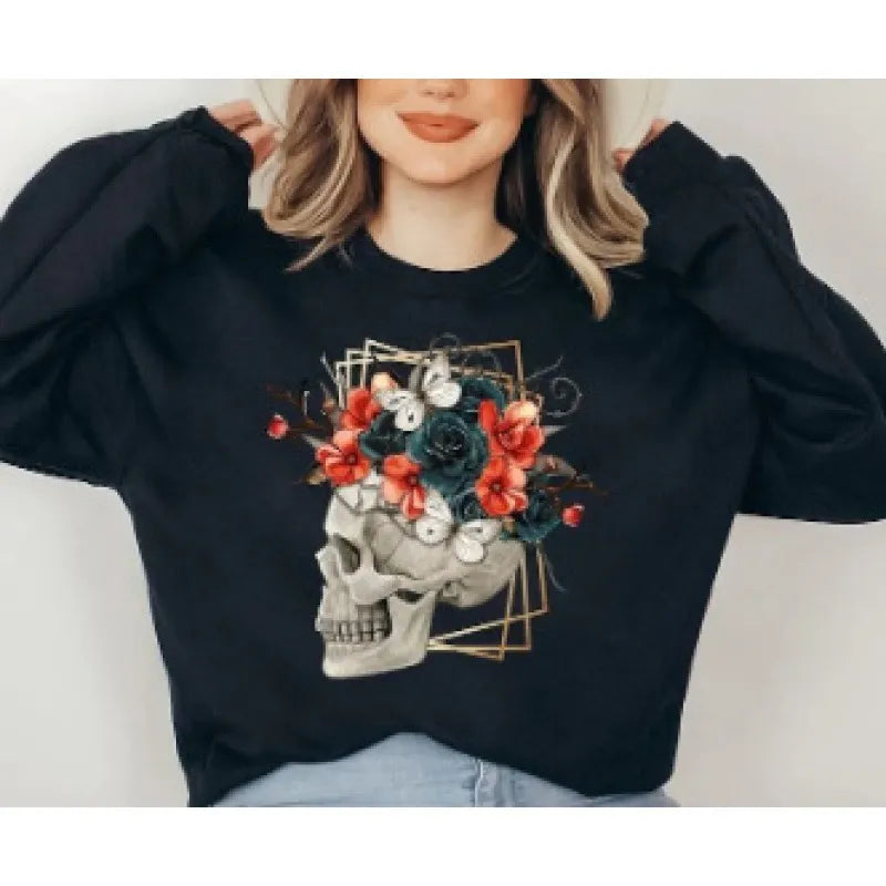 Halloween Leopard Pumpkin Print Crew Neck Sweatshirt