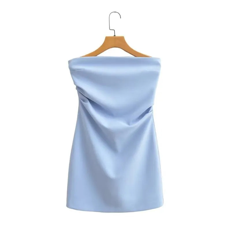 Light Blue Strapless Bodycon Mini Dress