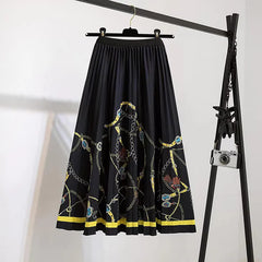 Printed Pleated Midi Skirt