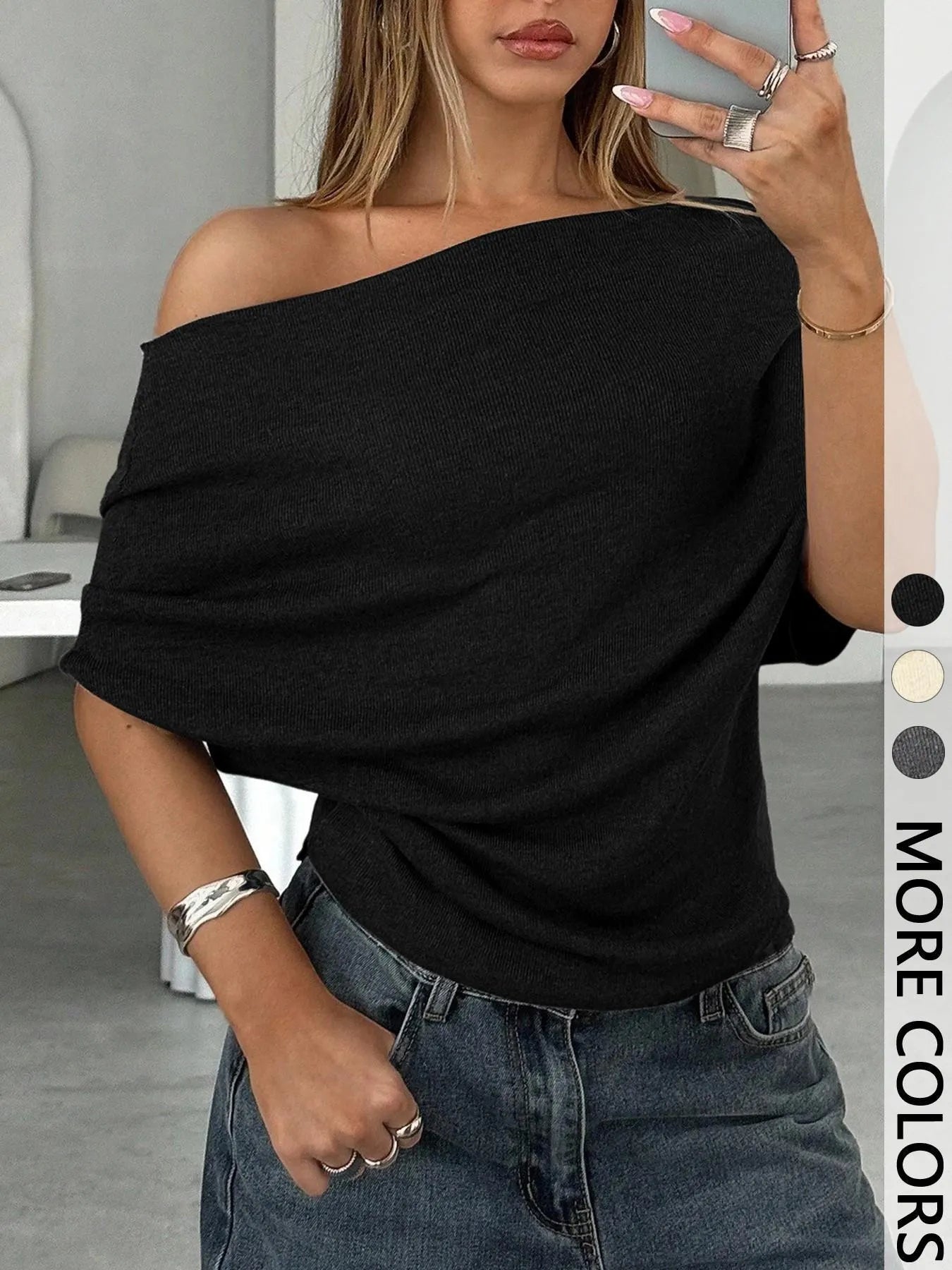 Draped One-Shoulder Top