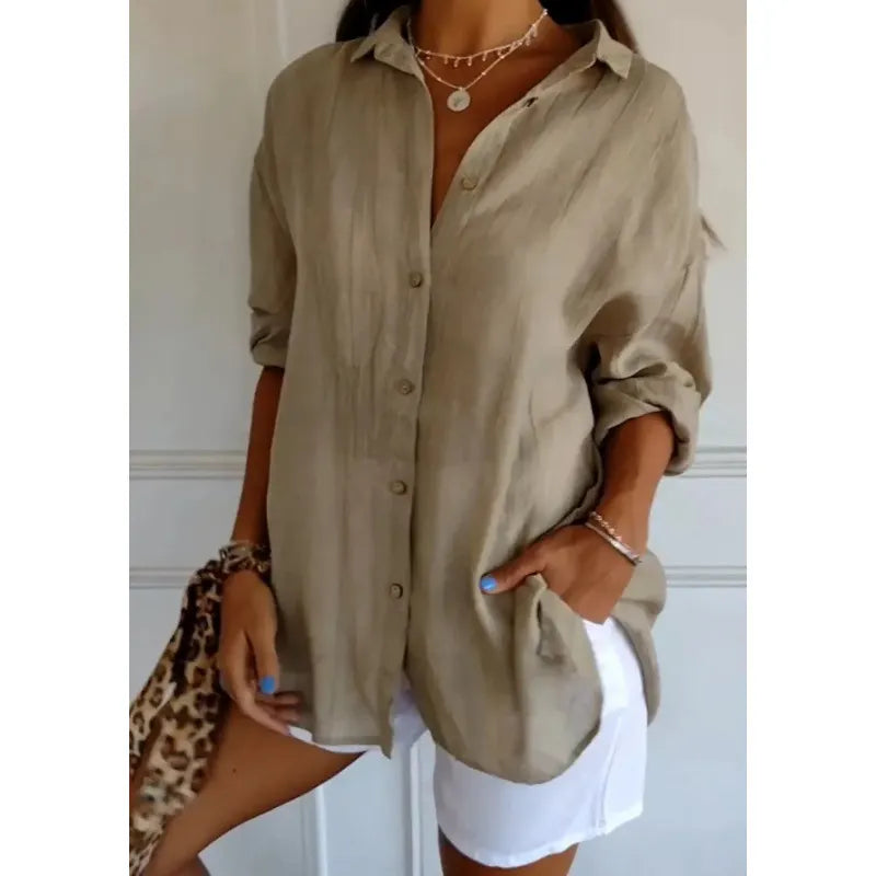 Solid Color Button Down Long Sleeve Shirt,