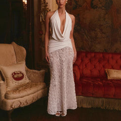 Halter Neck Floral Maxi Dress