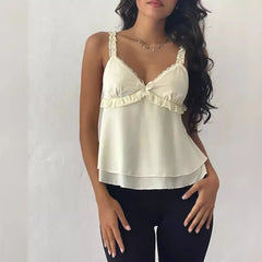 Lace Trim Bow Cami Top