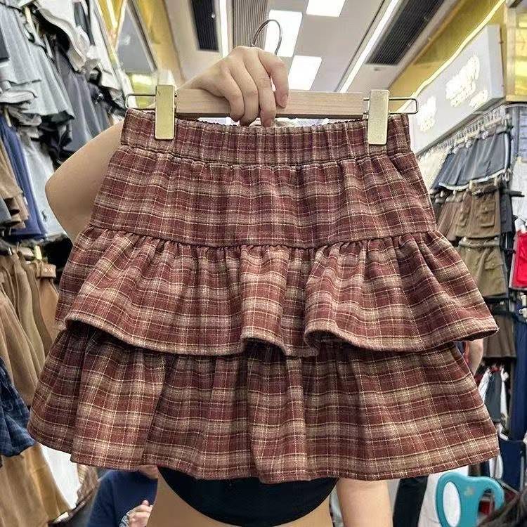 Plaid Tiered Ruffle Mini Skirt