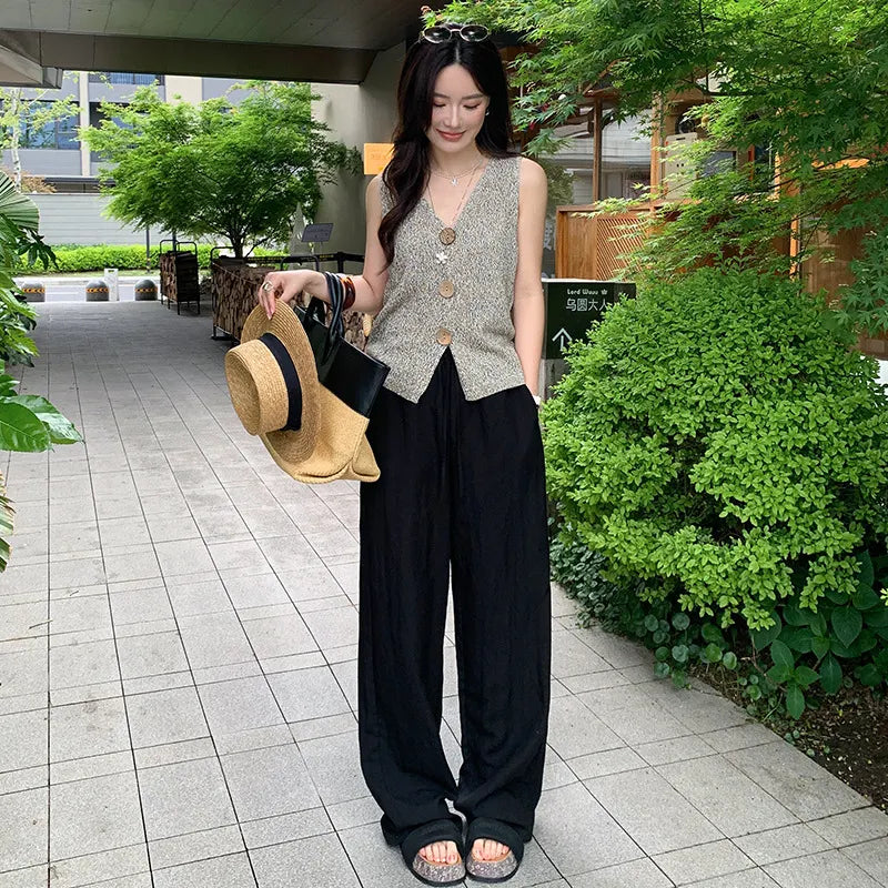 Oversized Long Sleeve Shirt Drawstring Shorts / Pants 2 Piece Casual Suit