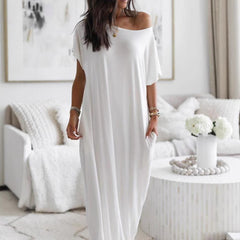 Off-Shoulder Loose Maxi Dress