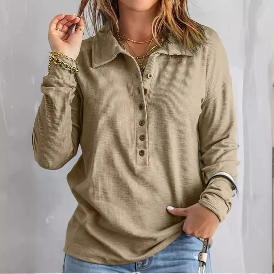 Waffle Knit Henley Top