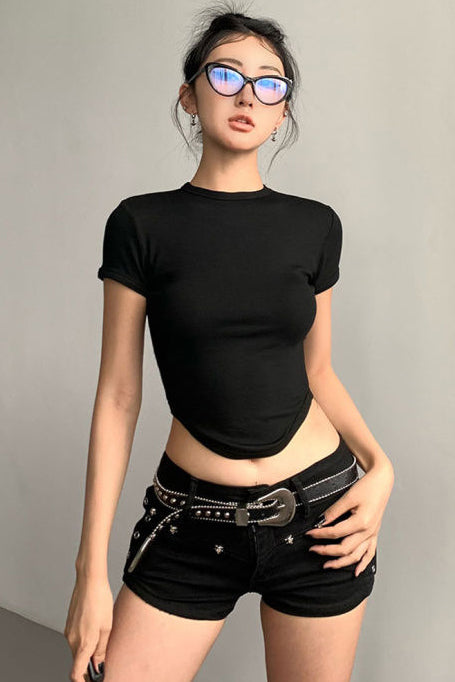 Stretch Short Sleeve Crop Top Tee