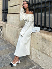 Off Shoulder Ribbed Knit Maxi Dress