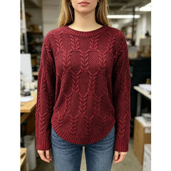 Round Neck Cable Knit Sweater