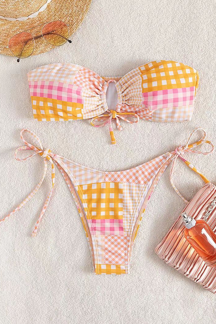 Strapless Strappy Bikini Set Swimsuit Swimwear