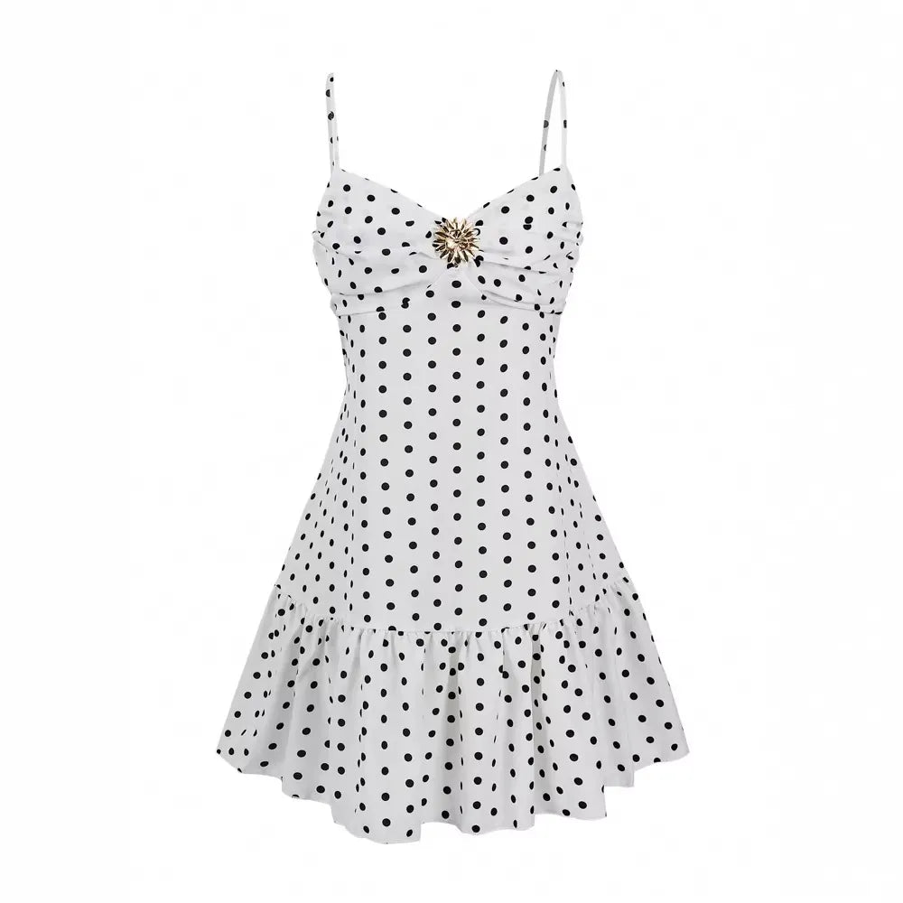 Vintage White Polka Dot Mini Summer Dress