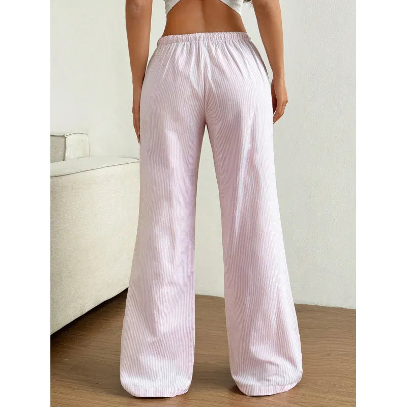 Striped Drawstring Wide Leg Pants