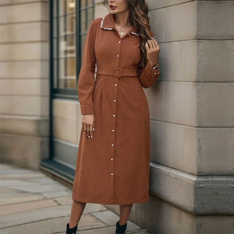 Brown Suede Shirt Dress