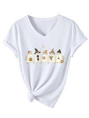 Cute Fall Ghosts Halloween V‑Neck T‑Shirt