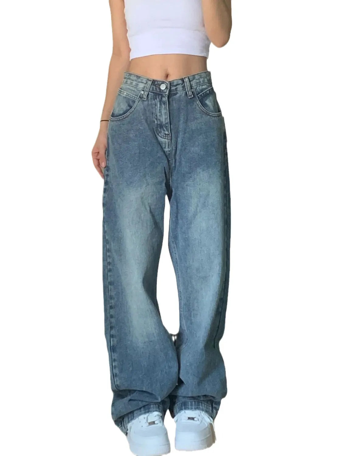 Vintage Washed Wide Leg Jeans