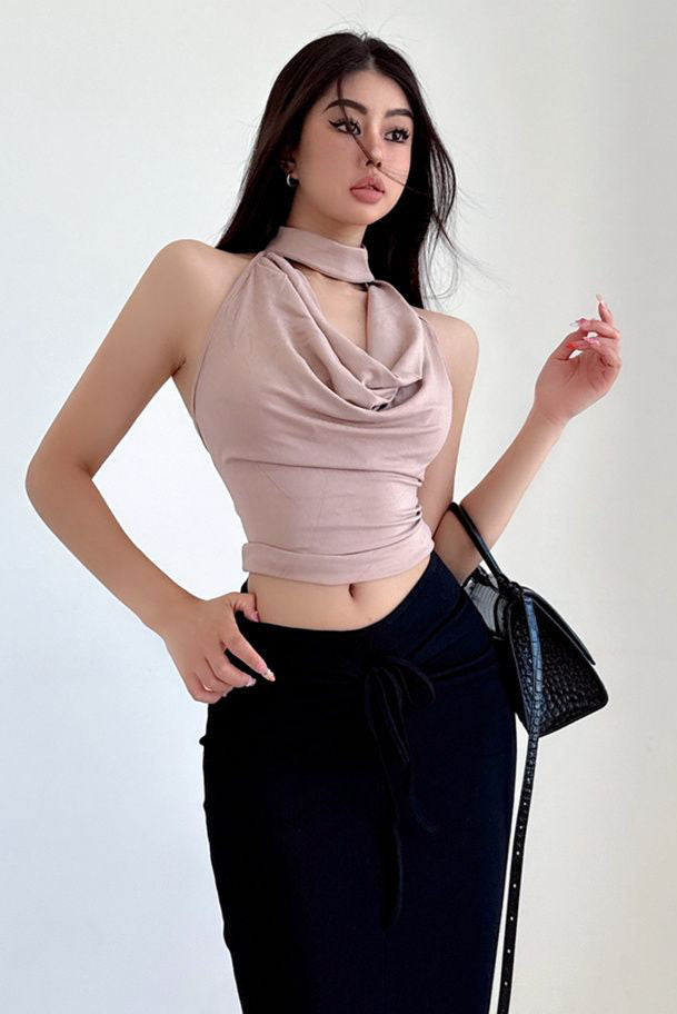 Halter Backless Ruffle Vest Tank Top