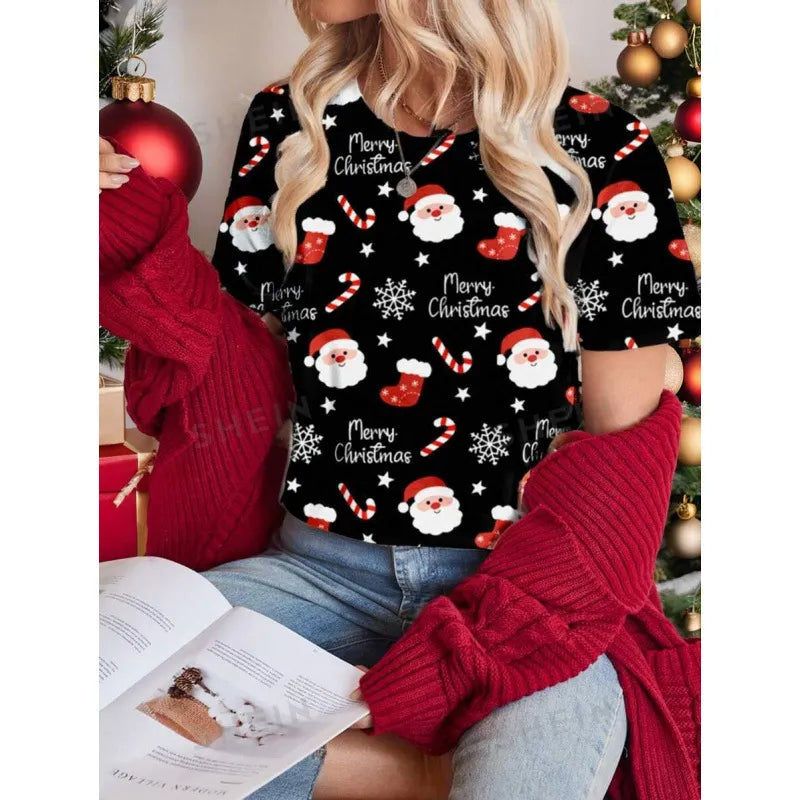Halloween Western Cowboy Cactus Print Crew Neck Short Sleeve T‑Shirt