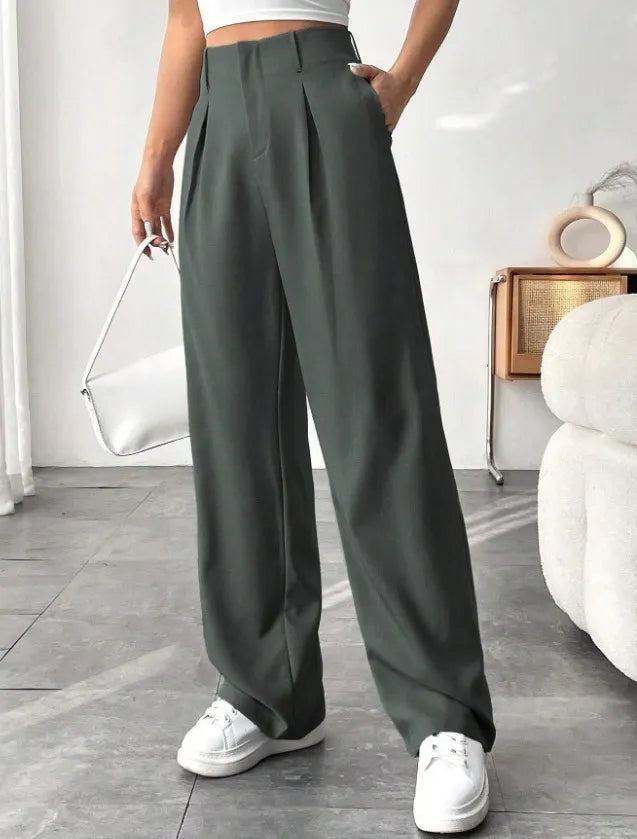 Pleated High Waist Wide Leg Suit Pant